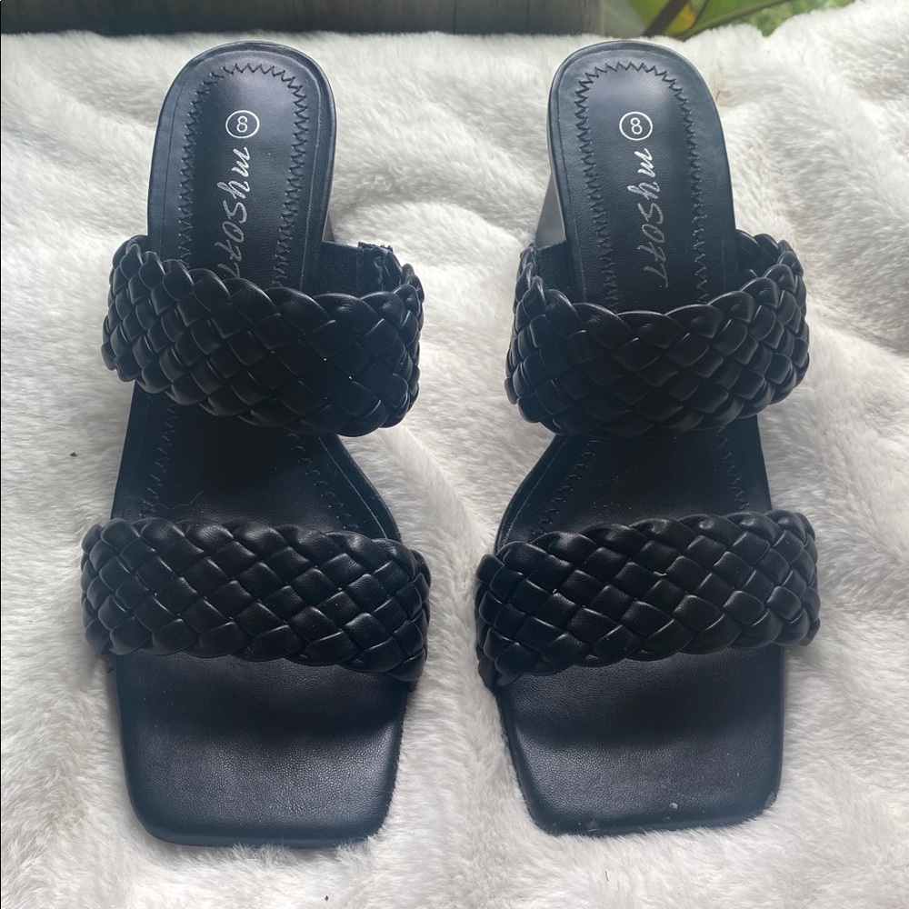 Black Braided Slide Sandals
